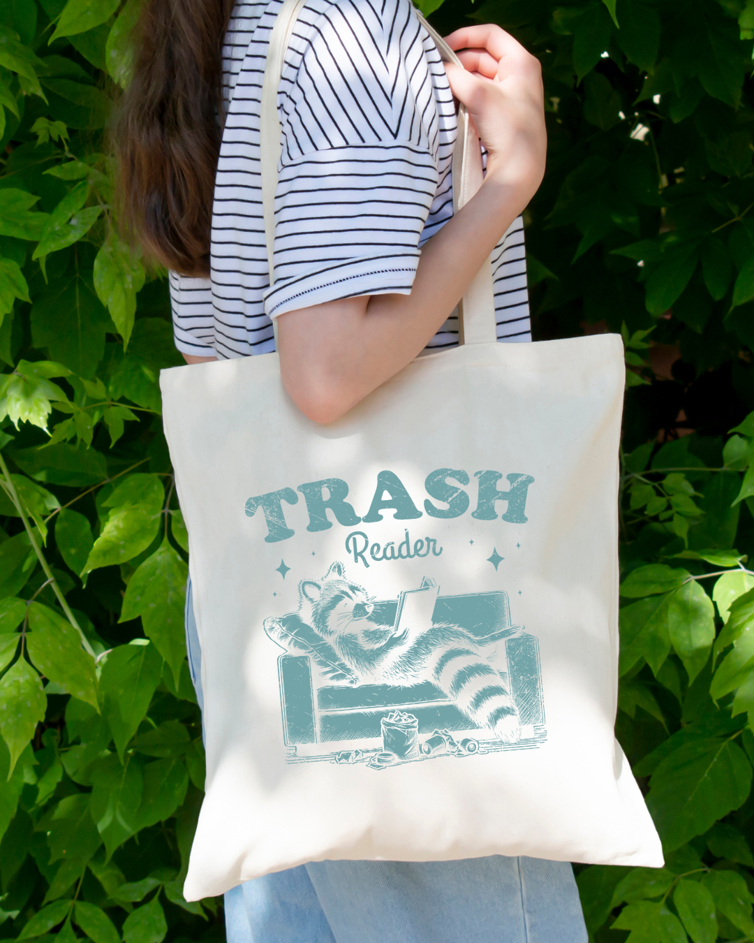 Trash Reader Magnetic Snap Closure Canvas Tote