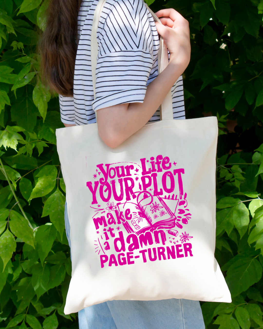 Your Life Your Plot Magnetic Snap Closure Canvas Tote