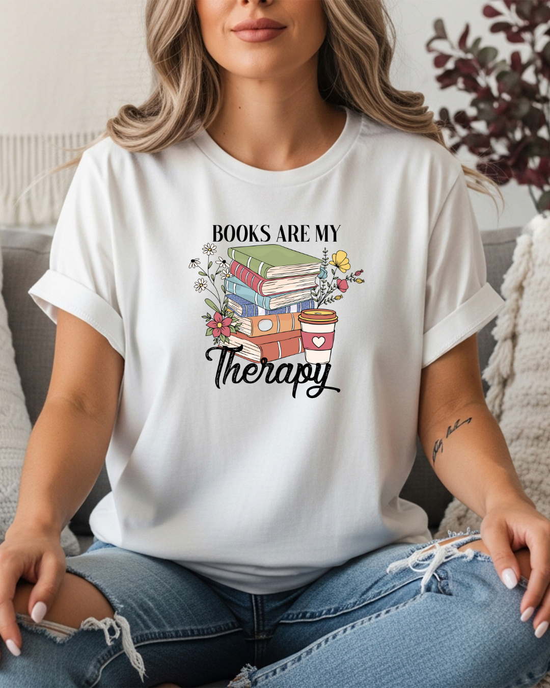 Books Are My Therapy Women's Tee