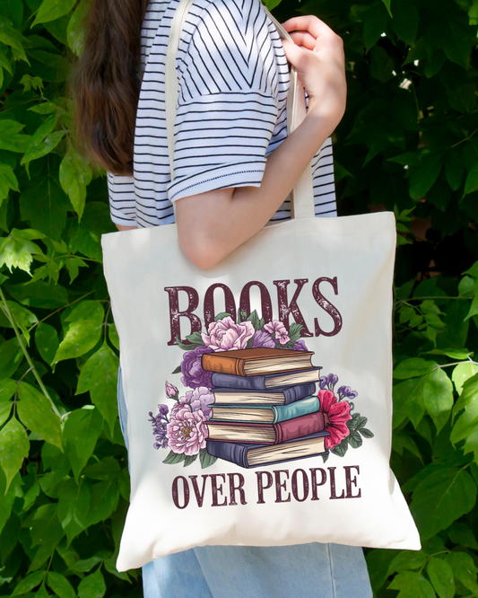 Books Over People Magnetic Snap Closure Canvas Tote