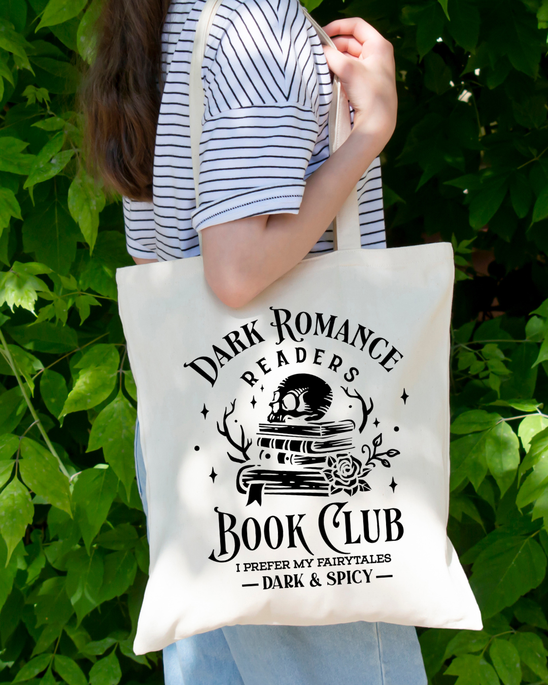 Dark Romance Readers Book Club Magnetic Snap Closure Canvas Tote