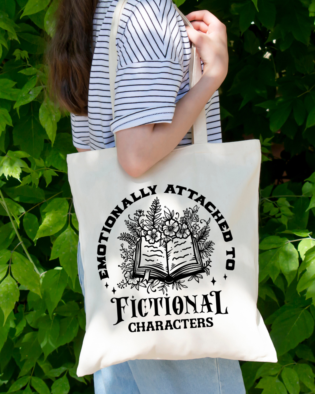 Emotionally Attached to Fictional Characters Magnetic Snap Closure Canvas Tote