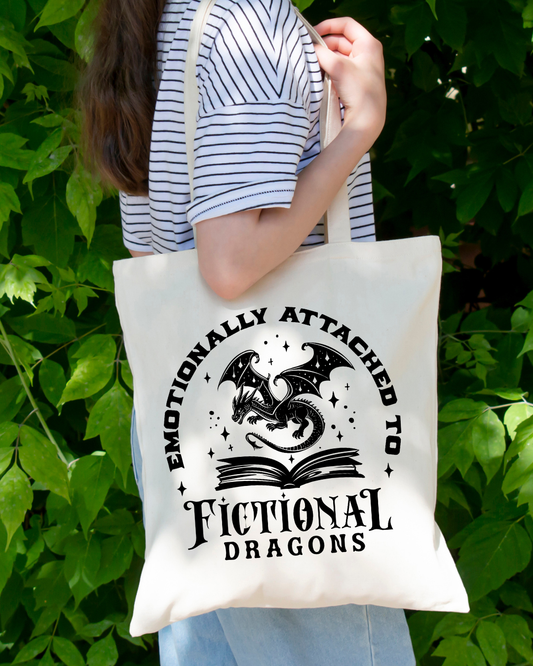Emotionally Attached to Fictional Dragons Magnetic Snap Closure Canvas Tote