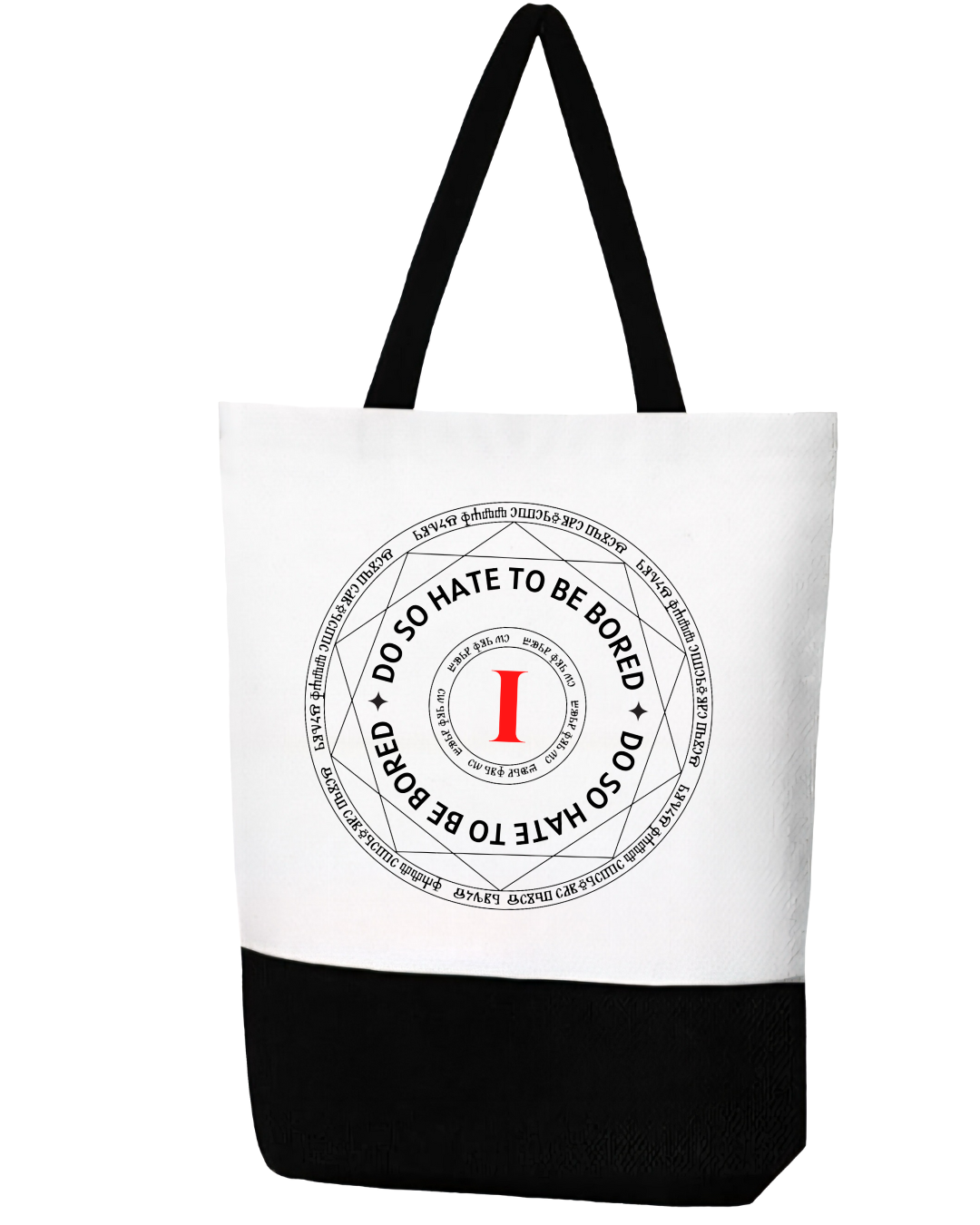 Hidden Legacy "I Do So Hate To Be Bored" Black & White Canvas Tote With Zipper