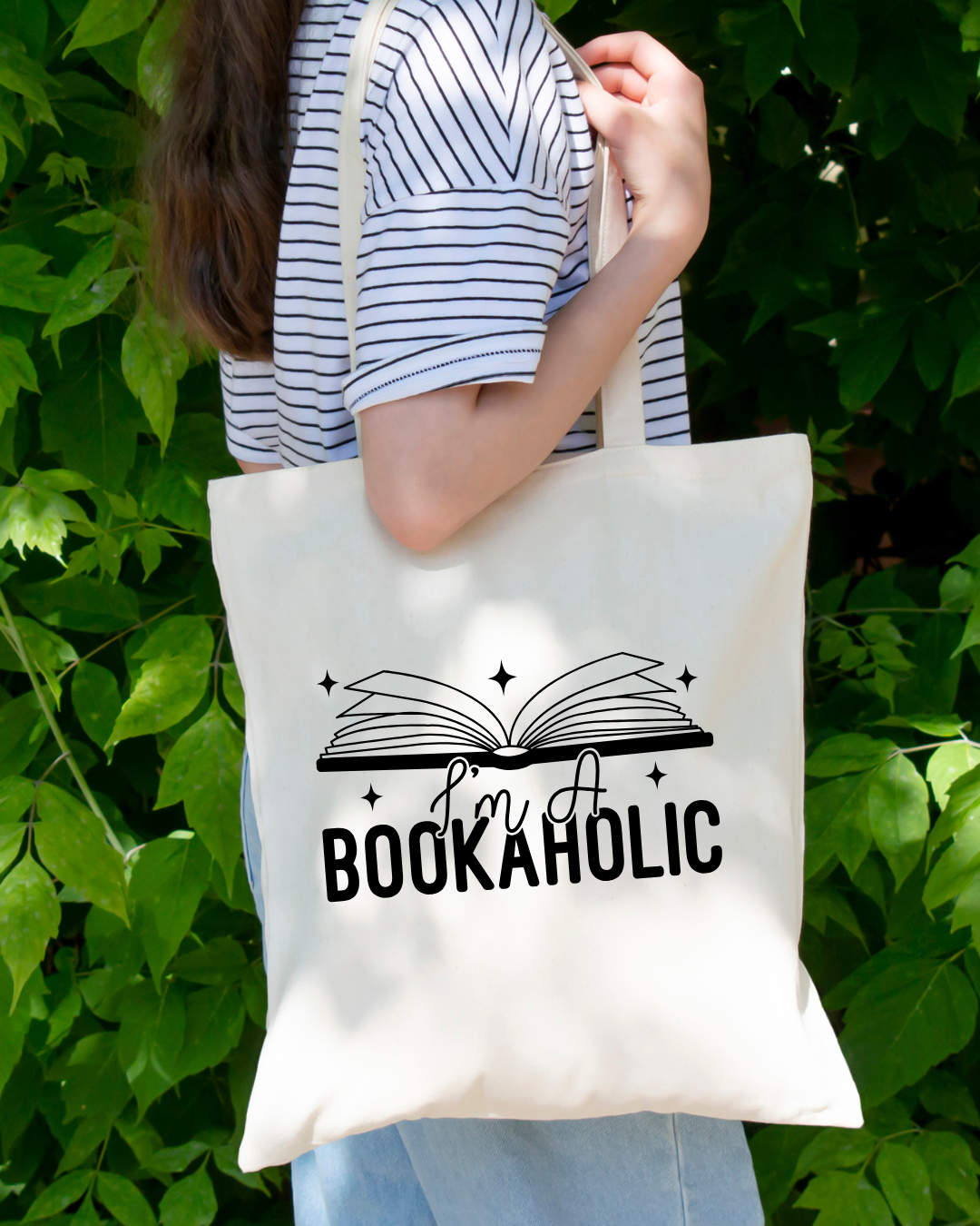 I'm A Bookaholic Magnetic Snap Closure Canvas Tote