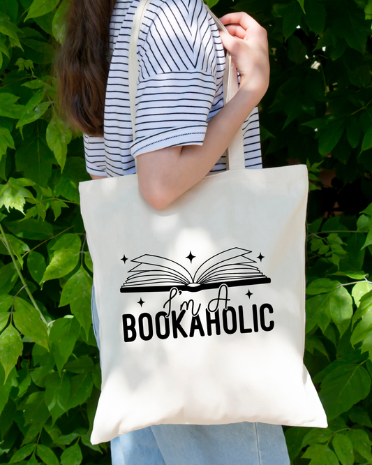 I'm A Bookaholic Magnetic Snap Closure Canvas Tote