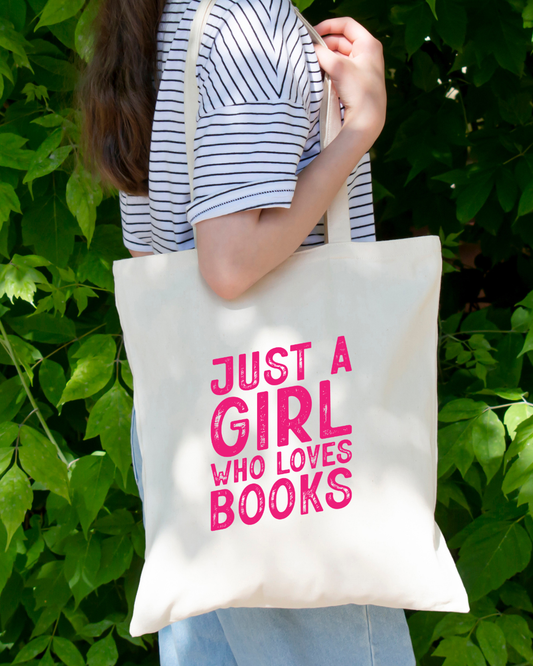 Just A Girl Who Loves Books Magnetic Snap Closure Canvas Tote