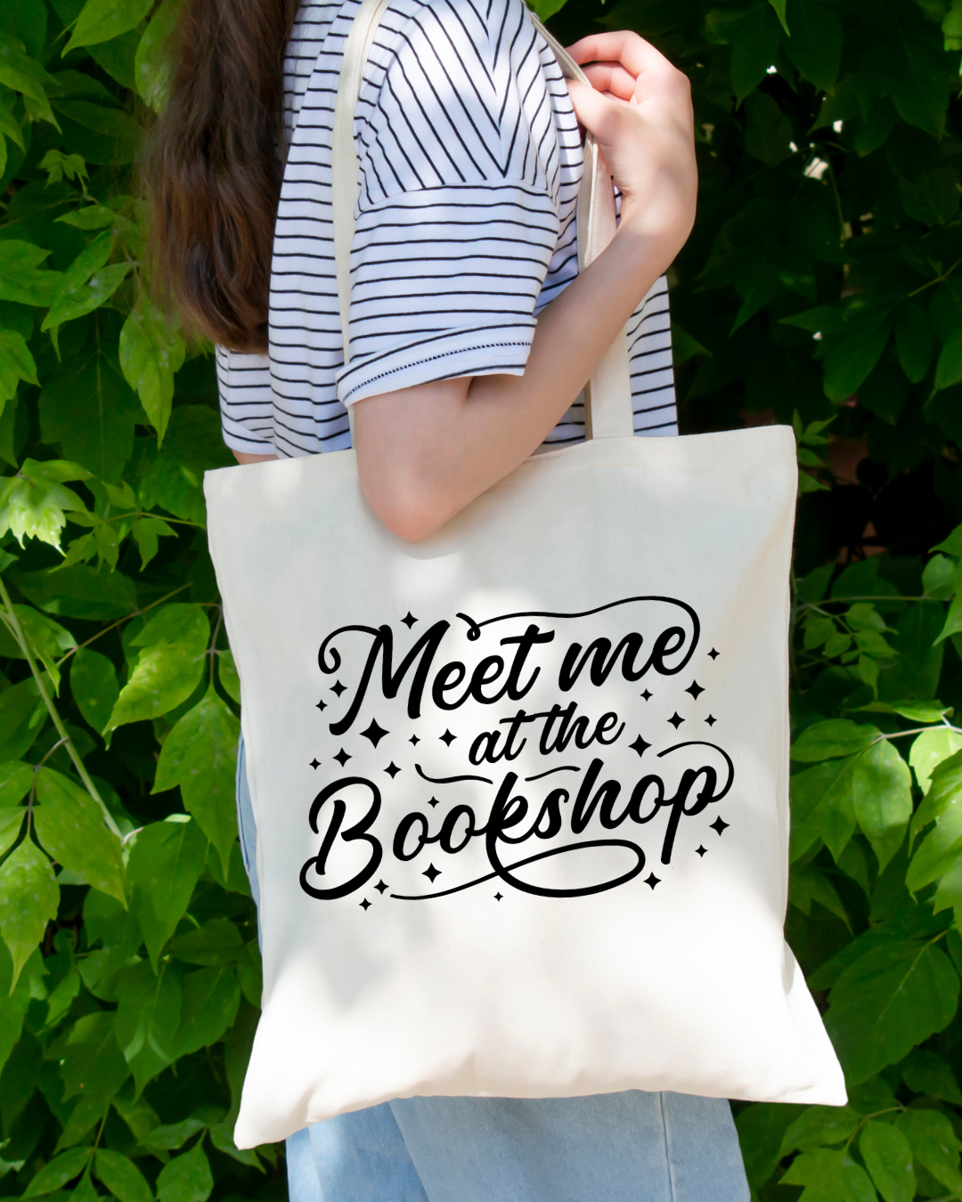 Meet Me at the Book Shop Magnetic Snap Closure Canvas Tote