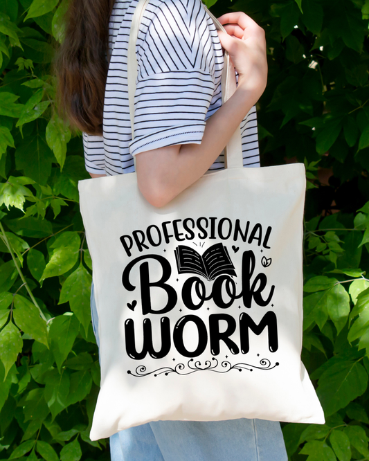 Professional Bookworm Magnetic Snap Closure Canvas Tote