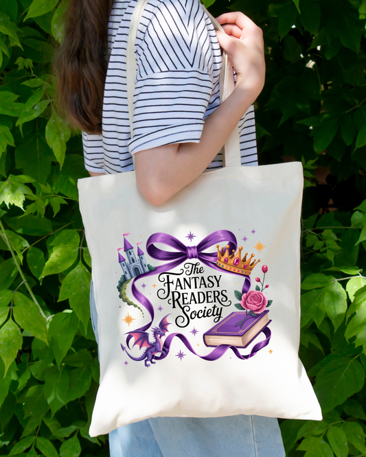 The Fantasy Readers Society Magnetic Snap Closure Canvas Tote