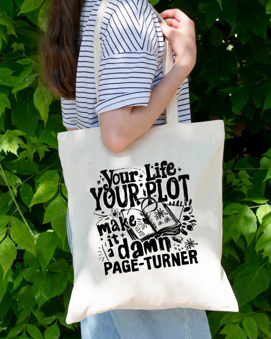 Your Life Your Plot Magnetic Snap Closure Canvas Tote